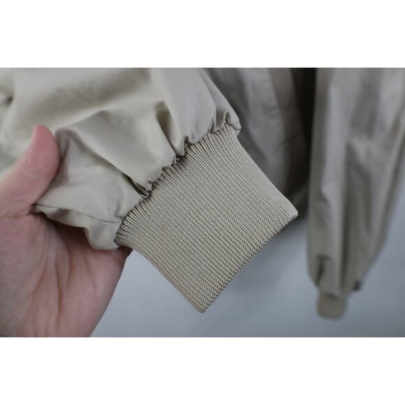 Vintage 80s 90s Streetwear Mens Large Full Zip Cafe Racer Bomber Jacket Beige - Picture 9 of 16